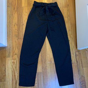 Black Tie High Waist Satin Trousers